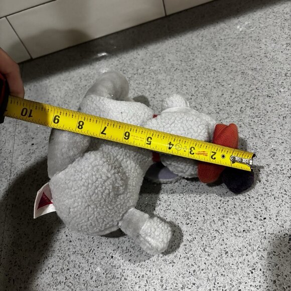 Dakin French Poodle Dog Grey Plush 8in Red Wool Beret Lying 1987 Tush Tag Korea - Picture 9 of 9